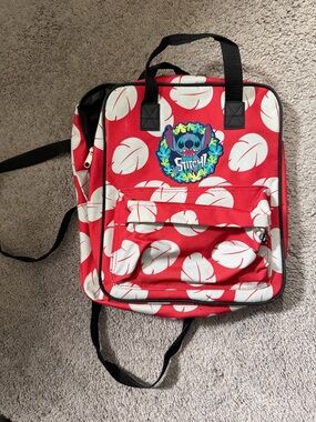 Hot Topic Red & White Stitch Leaf Print Backpack